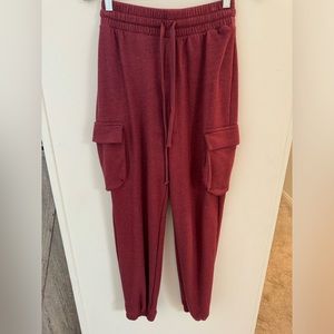 Burgundy cargo joggers size small